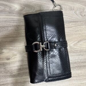 Talbots black leather clutch or wristlet